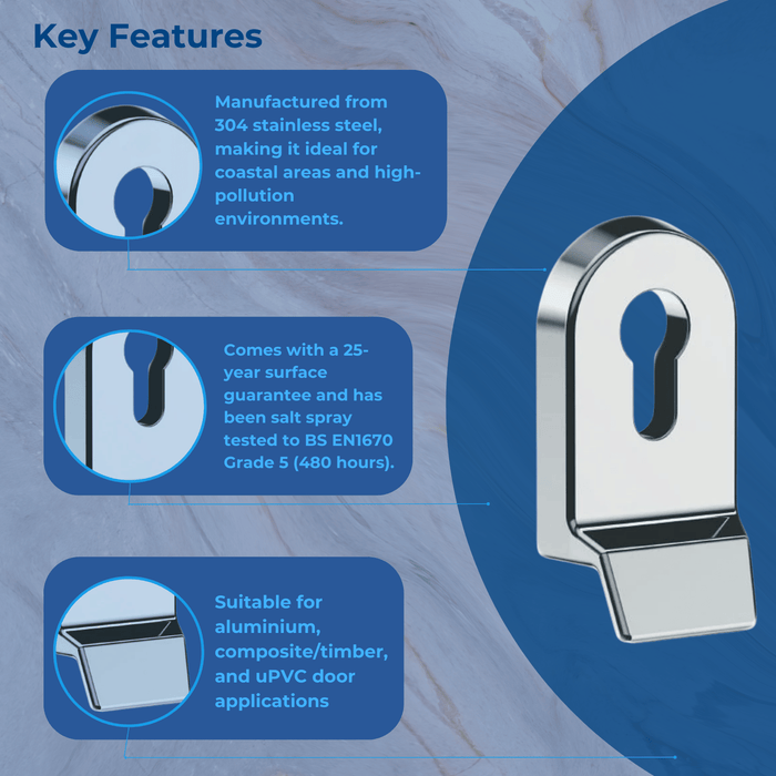 UPVC Supa High Quality Polished Chrome Finish Euro Door Cylinder Pull