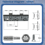 Multipoint Door Lock Refurbishment Kit – Double Spindle with 2 Anti-Lift Hooks - 35mm or 45mm Backset – Multipoint Lock Repair Set