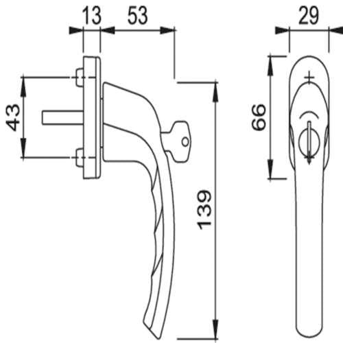 Hoppe Tilt and Turn Window Handle T & T Locking TBT UPVC & Timber Windows