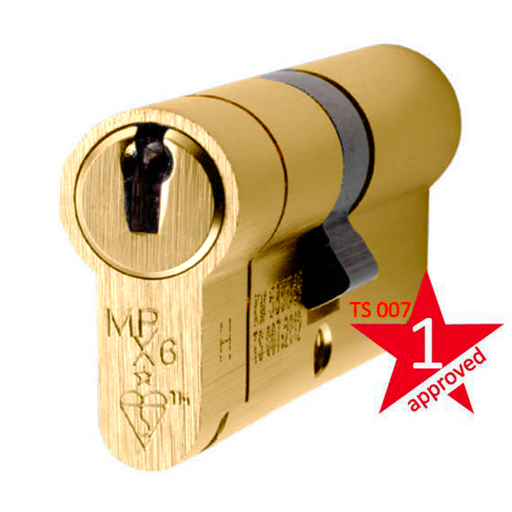 35 / 35 Brass Eurospec MPX6 1 Star High Security Cylinder