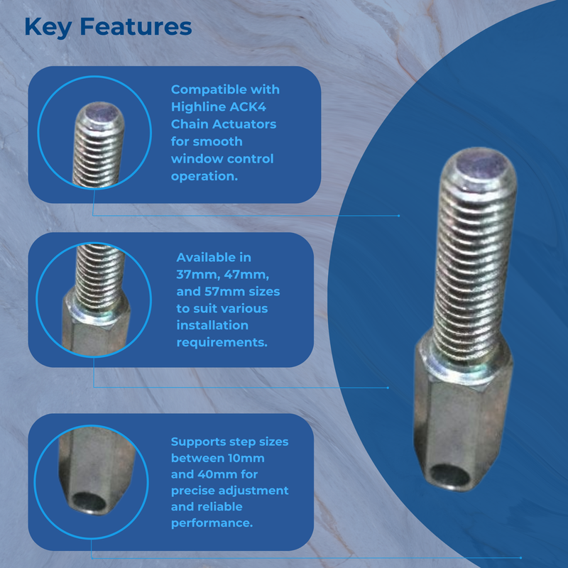 Window Handle Axle Pin Highline ACK4 Chain Actuator Extension Pins for Electric Window Contro ...