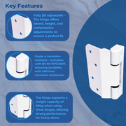 White Era Laird Challenger 3D Butt Rebate Door Hinge for Timber Composite Doors composite door hinges - UPVCSTORE