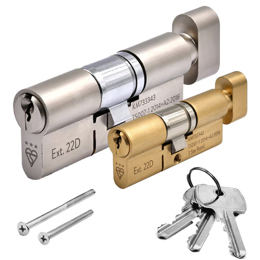 TS007 3 Star Euro Thumbturn Cylinder Lock – UPVCSTORE Anti-Snap BSI Kitemarked Key & Turn Door Barrel, High Security for UPVC Composite Doors, 3 Keys