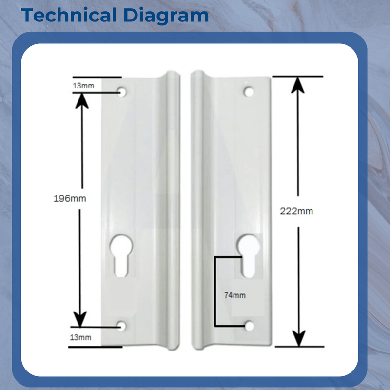 Gibbons UPVC Inline Sliding Patio Door Handle 196mm Screw Centres Pair