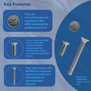 M5 Fixing Screws For Upvc Espag Window Handles M5 10mm - 45mm Phillips Countersunk Machine Screws Flat Head