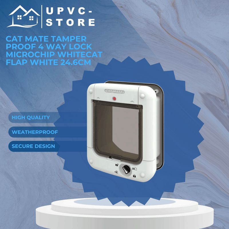 Cat Mate Tamper Proof 4 Way Lock Microchip WhiteCat Flap White 24.6cm