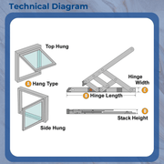 Yale uPVC Window Hinge Double Glazing Friction Stay PVC 13mm Side Hung 16" 13mm