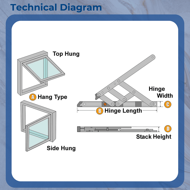 Yale uPVC Window Hinge Double Glazing Friction Stay PVC 13mm Side Hung 16" 13mm