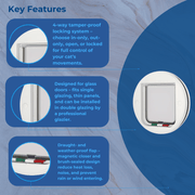 Cat Mate 4-Way Locking Glass Fitting Cat Flap – Secure Pet Door by Pet Mate