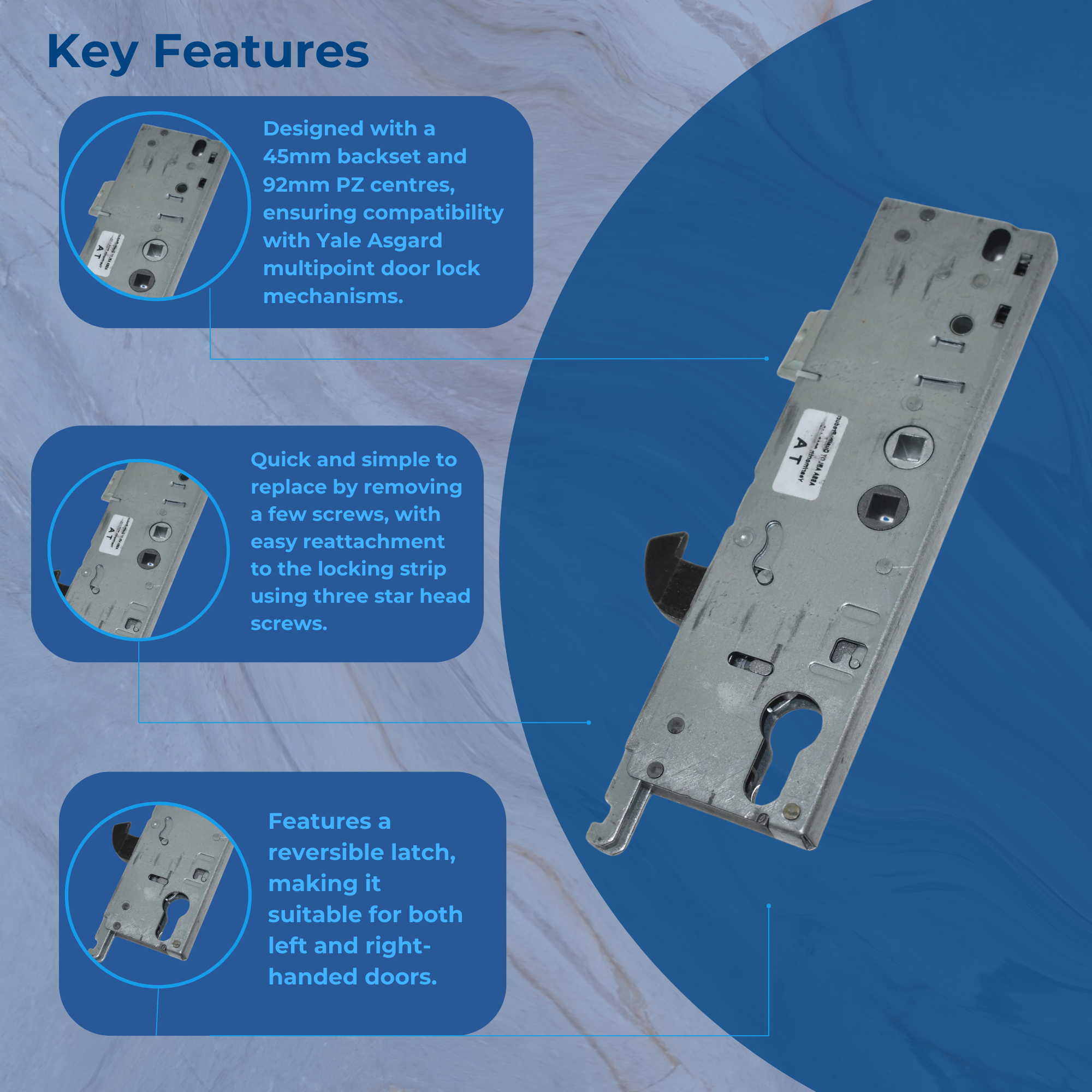 Yale Asgard 45mm Multi Point Upvc Door Lock Gear Box Case — UPVCSTORE