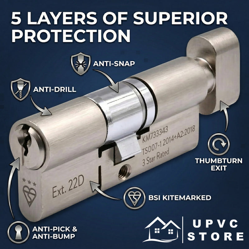 TS007 3 Star thumbturn cylinder anti-attack security features
