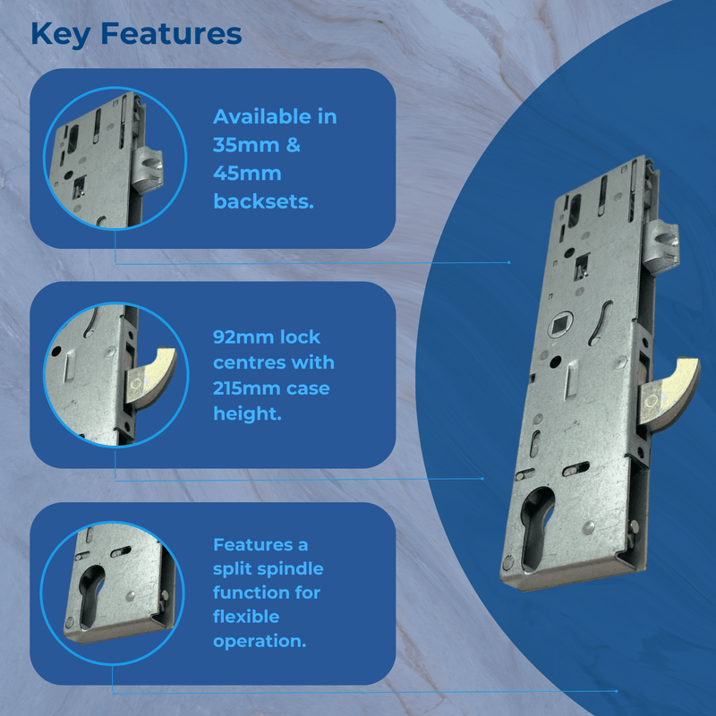Yale YS170 Upvc Composite Door Lock Replacement Gearbox Lock 35mm and 45mm