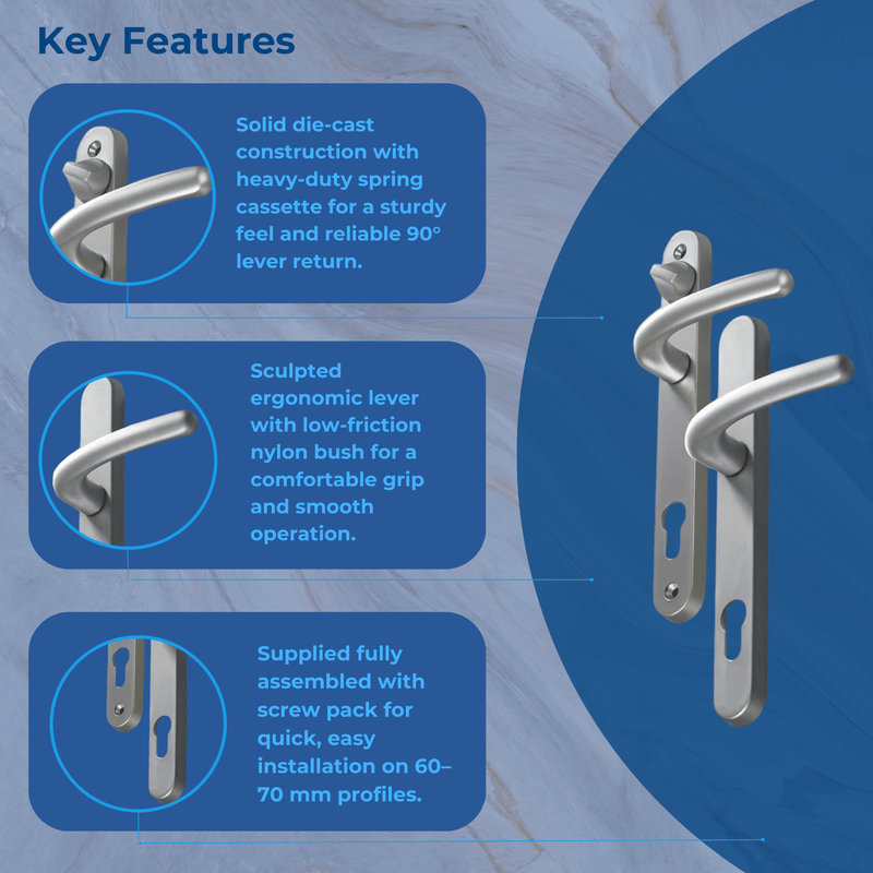 Balmoral Sprung 92/62 pz Offset Snib Lever Lever Door Handle 215mm Screws