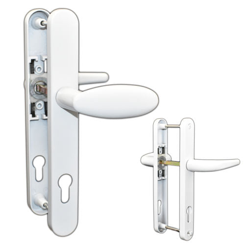 UPVC Door Handle Inline Lever / Pad Sprung 92mm PZ Double Glazing Pair Set PVC