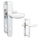 UPVC Door Handle Inline Lever / Pad Sprung 92mm PZ Double Glazing Pair Set PVC