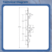 GU Europa Multipoint Door Lock – Split Spindle, Latch, Deadbolt, 2 Hooks, 2 Outboard Rollers (440mm Top Hook to Spindle)