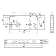 Hooply 1021 Multipoint Door Lock Gearbox - 60mm Backset / 68mm Centers (MP96700)