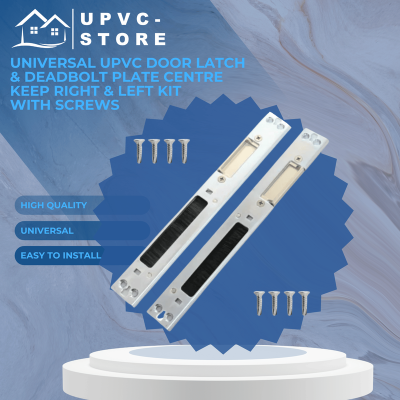 Universal Upvc Door Latch & Deadbolt Plate Centre Keep Right & Left Kit With Screws