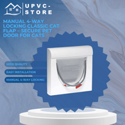 Manual 4-Way Locking Classic Cat Flap – Secure Pet Door for Cats