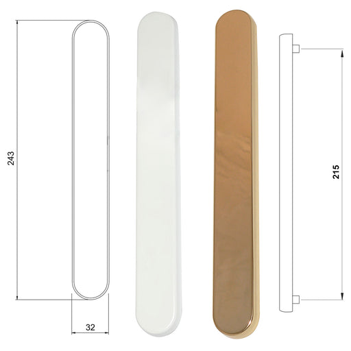 uPVC Door Handle Blank Plate French Doors Blanking Handle PVC 215mm Screw Centres