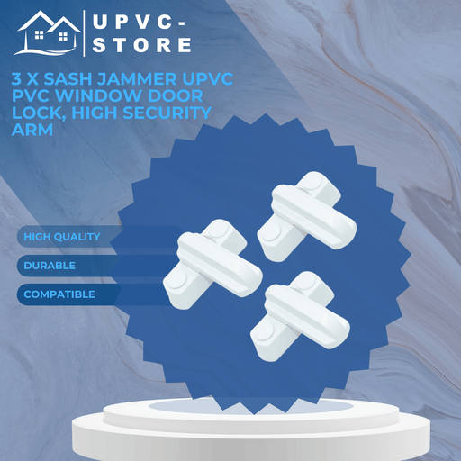 3 x Sash Jammer UPVC PVC Window Door Lock, High Security Arm