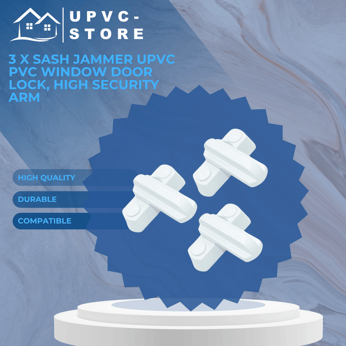 3 x Sash Jammer UPVC PVC Window Door Lock, High Security Arm
