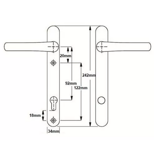 Brisant Secure Ultion TS007 2* Lever Lever UPVC Multipoint Door Handles - 92mm PZ Sprung 122mm Screw Centres