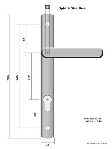 UPVC Millenco Double Glazing 117pz Door Handle Sprung Pair 235mm Set PVC White