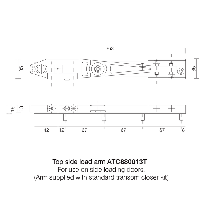 Axim Top and Side Loading Arm and Channel for TC-8800 Transom Closer