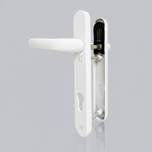 (Opening Sale) RAL 9016 White uPVC & Composite Door Handle – 122mm Screw Centres, 92PZ Sprung Mechanism