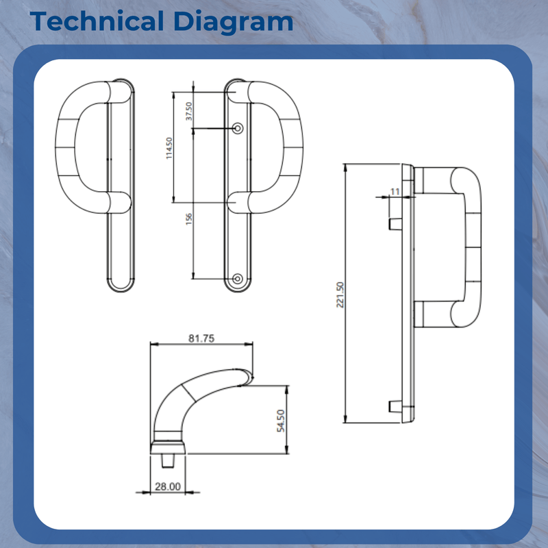 Pembroke Sliding Patio Door Dummy Handle for uPVC, Timber & Aluminium Doors Reversible D shaped