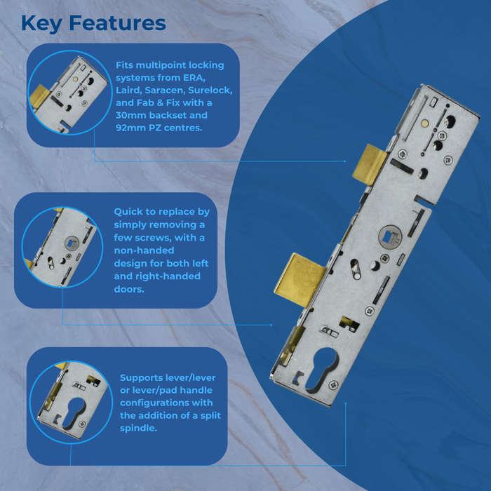 ERA Lever Operated Latch Deadbolt Split Spindle Gearbox 30mm UPVC Door