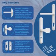 UPVC Ultion 2-Star TS007 Lever Pad Door Handles – 92/62mm PZ, Sprung, 211mm Screw Centres – Secure Multipoint Locking