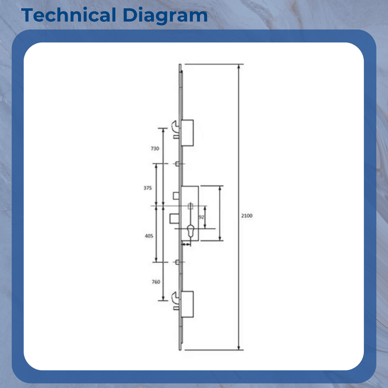 Maco C-TS Multipoint Door Lock – Split Spindle with 2 Hooks, 2 Rollers, Latch & Deadbolt – 16mm/24mm Top Hat Faceplate