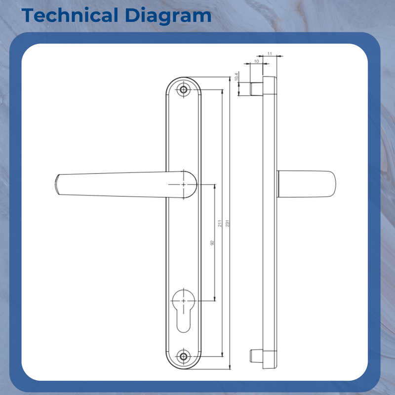 Mila Hero 92PZ Door Handle 215 Fix