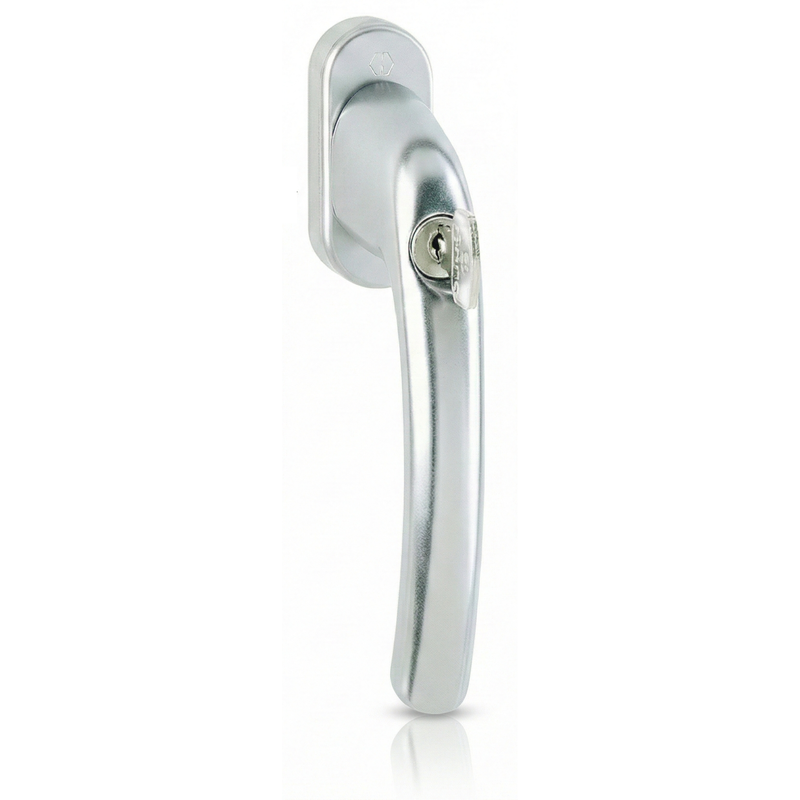 Hoppe Tokyo Lockable Tilt & Turn Window Handle (SecuTBT TBT4) – F1 Silver Aluminium – 32mm Spindle