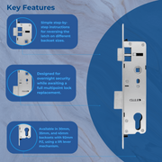 Overnight Lock – Lift Lever Mechanism with 16mm Faceplate 30mm, 35mm, 45mm