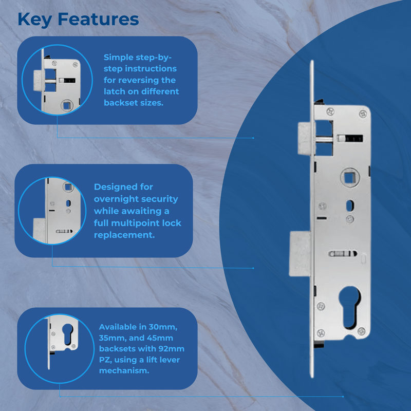 Overnight Lock – Lift Lever Mechanism with 16mm Faceplate 30mm, 35mm, 45mm
