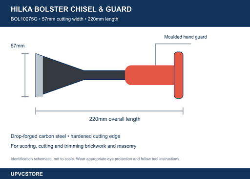 Hilka 57mm Bolster Chisel with Hand Guard