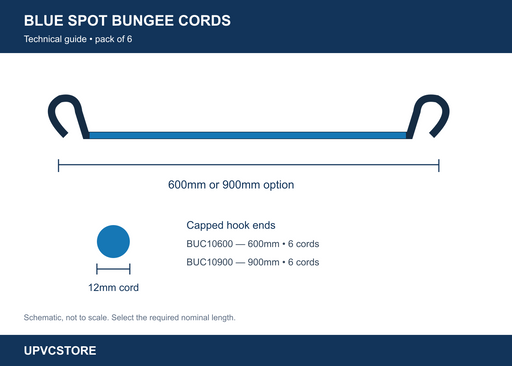 Blue Spot Bungee Cords – Pack of 6