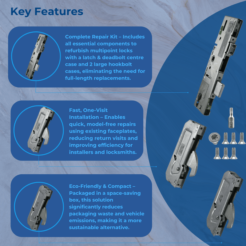 Refurb Kit ERA 2 Big Hook Multipoint Door Lock Repair Refurbishment Kit – uPVC & Composite Doors- 35mm or 45mm Backset