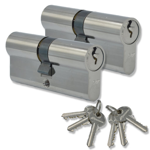 Keyed Alike 35/35 Euro Cylinder Lock Anti Bump uPVC Aluminium Door Barrel Pair