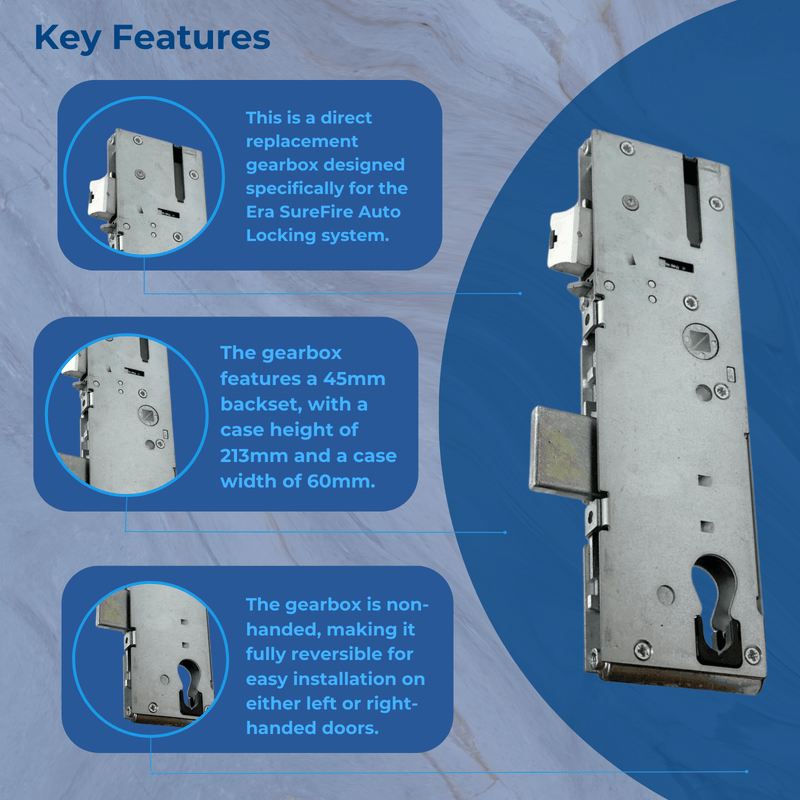 Era SureFire Multi-Point Upvc Composite Wood Door Lock Gearbox 45mm backset