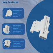 Upvc Door Hinges - 110mm adjustable Rebated Butt Hinge 13mm Rebate White
