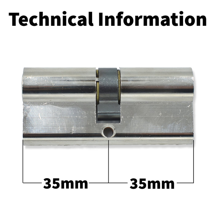 Keyed Alike 35/35 Euro Cylinder Lock Anti Bump uPVC Aluminium Door Barrel Pair