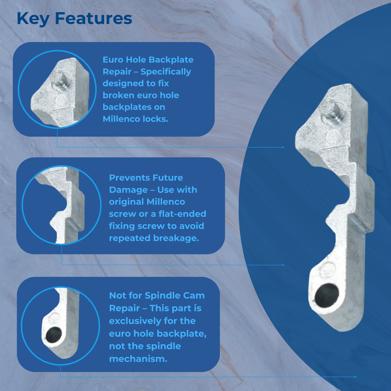 Millenco Multipoint Lock Repair Euro Hole Backplate Repair Part