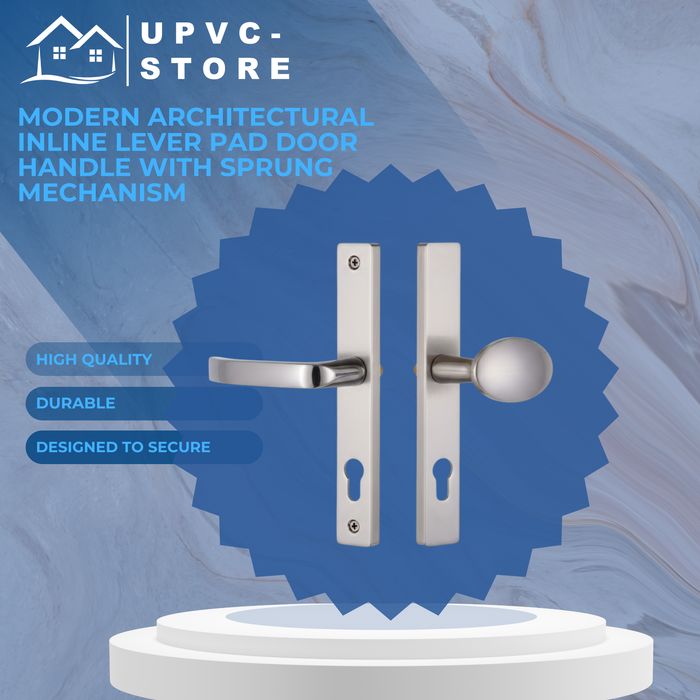 Modern Architectural Inline Lever Pad Door Handle with Sprung Mechanism