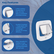 PetSafe Staywell Manual Cat Flap Pet Door 4 Way Locking In White