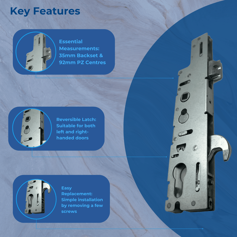 Ingenious Genuine Upvc Gear box Door Lock Centre Case 35mm Backset Single Spindle