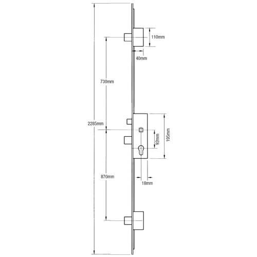 GU Latch Deadbolt 4 Rollers Key Wind